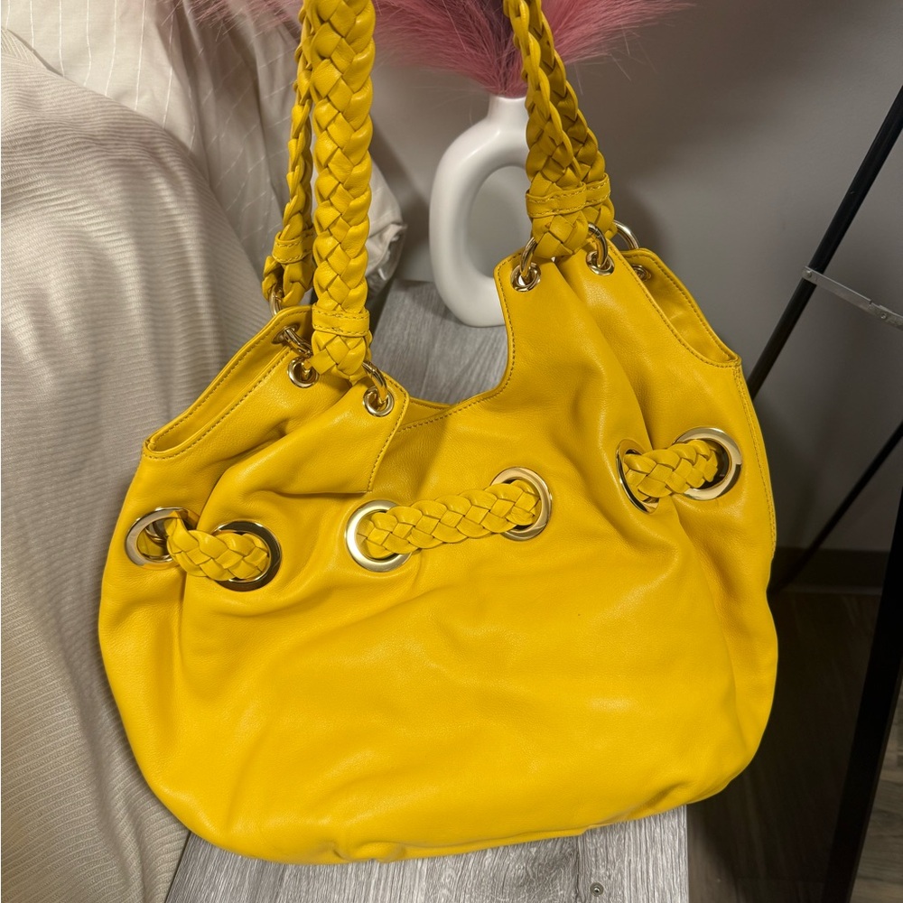 Michael Kors Yellow Braided Shoulder Bag